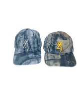 Lot of 2 Hats Mens Camouflage Browning Caps Adjustable Back Hunting Fishing - £17.69 GBP