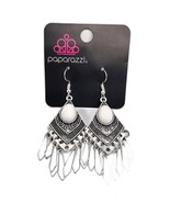 Paparazzi Mostly Monte ZUMBA Flared Silver Bars Fashion Earrings - $10.81 CAD