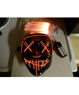 HALLOWEEN LED LIGHT UP MASK SALES Strapped Orange Blinking Mode &amp; Gloves - €12,85 EUR