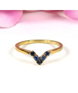 Vintage RHINESTONE RING Shades of BLUE In a V Front Enhancer Goldtone Si... - €16,12 EUR