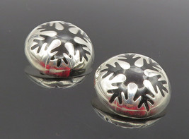 MEXICO 925 Silver - Vintage Black Onyx Snowflake Non Pierce Earrings - EG4793 - £67.27 GBP