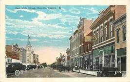 Autos 1920s East Main Street Chaunte Kansas Kress postcard 2250 - $5.49
