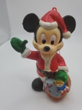 Vintage The Walt Disney Co Plastic Blow Mold 4&quot; Mickey Mouse Santa Ornament - £8.41 GBP