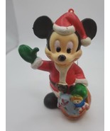 Vintage The Walt Disney Co Plastic Blow Mold 4&quot; Mickey Mouse Santa Ornament - $10.88