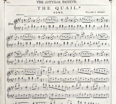 C1870s The Quail Song Victorian Sheet Music William Wright Cottage Hearth DWEE4 - £19.90 GBP