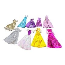 Set Of 9 Formal Barbie Doll Dresses Lace Satin Finish Fashion Handmade P... - $23.36