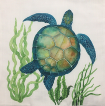 Throw Pillow Cover 18&quot; X 18&quot; Watercolor Sea Turtle Nautical Print - £7.21 GBP