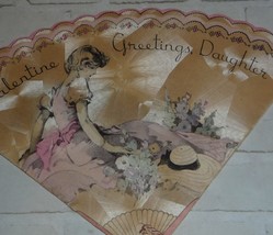 Vintage Rust Craft 1930&#39;s Fan Shaped Fold Open Valentine Card For a Daughter  - £3.51 GBP