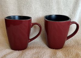 2 Corelle HEARTHSTONE CHILI RED Square 4 3/4” Coffee Cup Mug Stoneware -... - $17.99