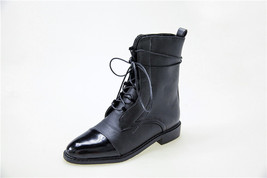 Newest low heels casual shoes women ankle boots round toe lace up autumn winter  - £60.08 GBP