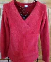 A New Day ~ Ladies&#39; Long Sleeve ~ V-Neck ~ Red Sweater ~ Size X-Small - £20.92 GBP