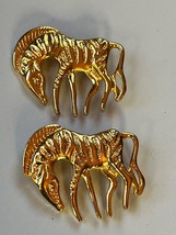 Vintage Lot of Two Identical Goldtone Zebra Safari Animal Brooch Pin - 1... - $11.29