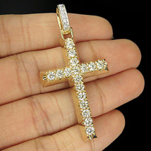 1.0ct Colgante Cruz Diamante Simulado Collar 14k Oro Amarillo Chapado - £74.67 GBP