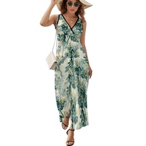 Mondxflaur Leaves Summer Dresses for Women V-neck Sleeveless Long Dress - £28.85 GBP+