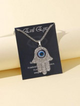 Turkish Evil Eye &amp; Hamsa Hand Pendant Necklace - £7.92 GBP