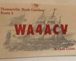 Vintage CB Ham radio Card WA4ACV Thomasville North Carolina 1962 - £3.89 GBP