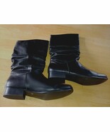 ST. JOHN&#39;S BAY LADIES BLACK LEATHER SCRUNCH BOOTS-10M-BARELY WORN-12&quot; AT... - $37.06 CAD