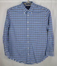 Charles Tyrwhitt Mens Size Large Blue &amp; White Plaid Classic Fit Button Up Shirt - $22.25