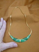 (vn-1) Vintage green gold arch design 16&quot; Necklace LR Lady Remington Lia Sophia - £23.22 GBP