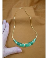 (vn-1) Vintage green gold arch design 16&quot; Necklace LR Lady Remington Lia... - $39.71 CAD
