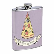 Pizza Trust Hip Flask Stainless Steel 8 Oz Silver Drinking Whiskey Spiri... - £7.79 GBP