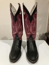 Women&#39;s Tony Lama Boots Red and Black Western Cowboy Vintage USA Size 8.5B - £47.32 GBP