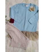 Bonnie Jean Sky Blue Tunic Ruffled and Flowered &amp; Legging Set Sz 6 - $300.87 MXN