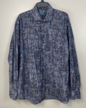 Alan Flusser Shirt Mens XL Blue Old World Button Up Long Sleeve - £11.17 GBP