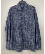 Alan Flusser Shirt Mens XL Blue Old World Button Up Long Sleeve - £11.08 GBP
