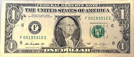 $1 One Dollar Bill 00193312, birthday / anniversary January 2, 1933 - £16.05 GBP