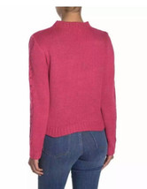 New Nordstrom  Woven Heart Hot Pink Open Stitch crop Pullover Cozy Sweater Sz M - £10.99 GBP