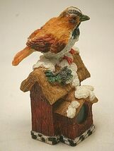 Resin Bird Sitting on House Figurine Curio Cabinet Decor - $9.89