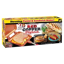 Red Copper Flipwich Stovetop Panini &amp; Sandwich Maker New InBox Non Stick Ceramic - £23.97 GBP