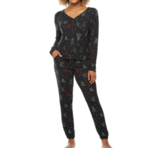 Ambrielle Women&#39;s 2 Piece Pant &amp; Shirt Pajama Set Size LARGE Black Trees... - £28.45 GBP
