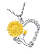 Necklace for Grandma 925 Sterling Silver Lily Flower - £79.77 GBP