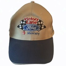 Victory Lane Beige Blue Baseball Cap Hat Ford Mercury Fishing Boats Adjustable - £14.68 GBP