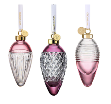 Waterford Crystal Lismore Hope Faith Love Drop Ornaments Set Of 3 Cranberry NEW - £200.60 GBP