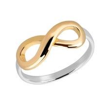 Two Tone Forever Love Infinity Gold Vermeil over Sterling Silver Promise Ring-8 - £16.19 GBP