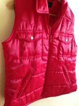 EUC! Tommy Jeans Tommy Hilfiger Red Satin Silky Quilted Puffer Vest L  - £18.64 GBP