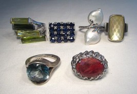 Vintage Estate Sterling Silver 6 Gemstone Ring Lot Size 6-8 1/2 C3650 - £138.48 GBP