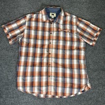 Dakota Grizzly Shirt Men 2XL Navy Orange Plaid Short Sleeve Button Up Ca... - $14.38