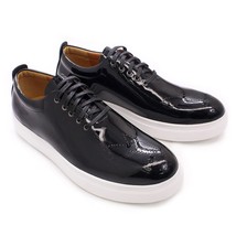  High Quality Mens Casual Shoes Patent Leather Lace Up Autumn  Comfortable Flat  - £102.57 GBP