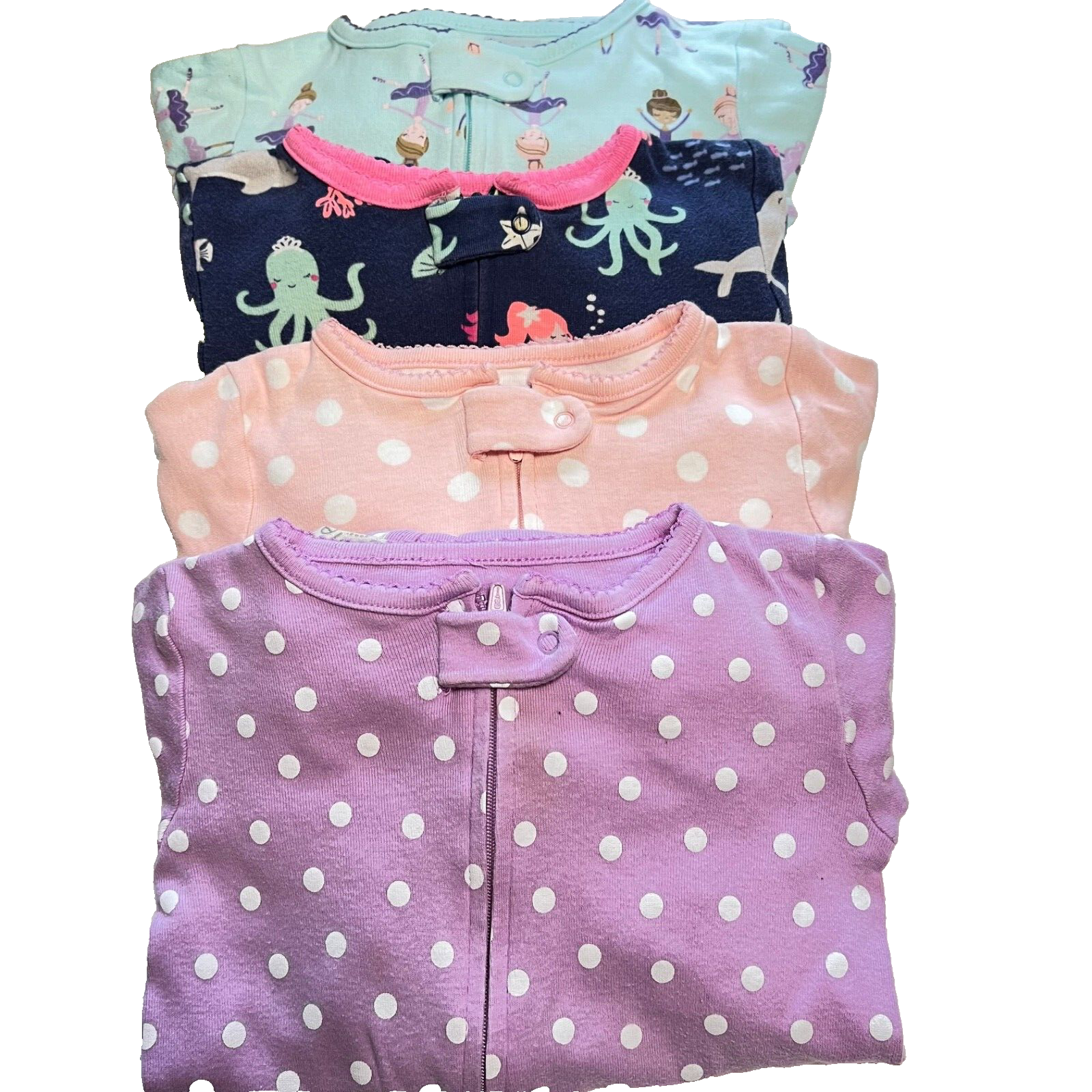 Baby Girl 24 Month Cotton Carter's Sleepers Lot of 4 - $12.86