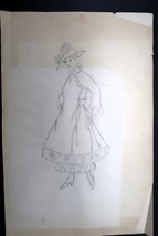 Antique Fashion Design Illustration Art unsigned Annie Horton c.1920 Pencil - €42,79 EUR
