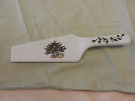 White Porcelain Cake Serving Spatula with Christmas Tree, Presents, Holly - $15.00