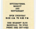 International Market &amp; Restaurant Menu Belmont Blvd Nashville Tennessee ... - £14.46 GBP