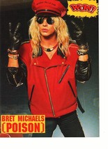 Jon Bon Jovi Bret Michael Poison teen magazine pinup clipping 1980 red hat - £2.79 GBP