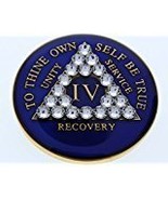 2 Year Blue with Diamond Swarovski Crystals Tri-Plate Alcoholics Anonymo... - $19.78