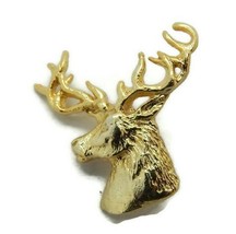 14K Yellow Gold Deer Buck Head Pendant - £343.40 GBP
