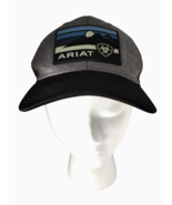 Ariat Snapback Hat Gray Black Mesh Back Trucker Country Mountain Patch - $22.76